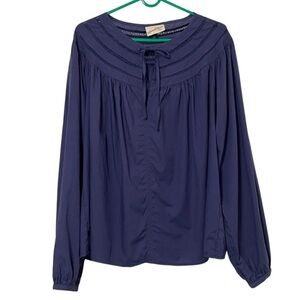 UNIVERSAL THREAD navy blue crochet yoke ballon sleeve peasant blouse size L NWOT